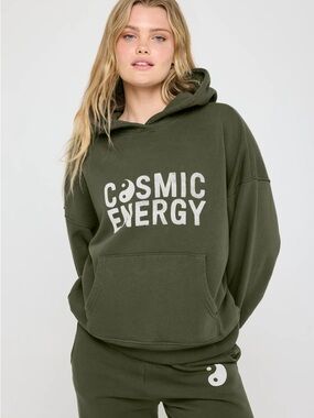 Spiritual Gangster Olive Green 'Cosmic Energy' Hooded Sweatshirt BRAND NEW
